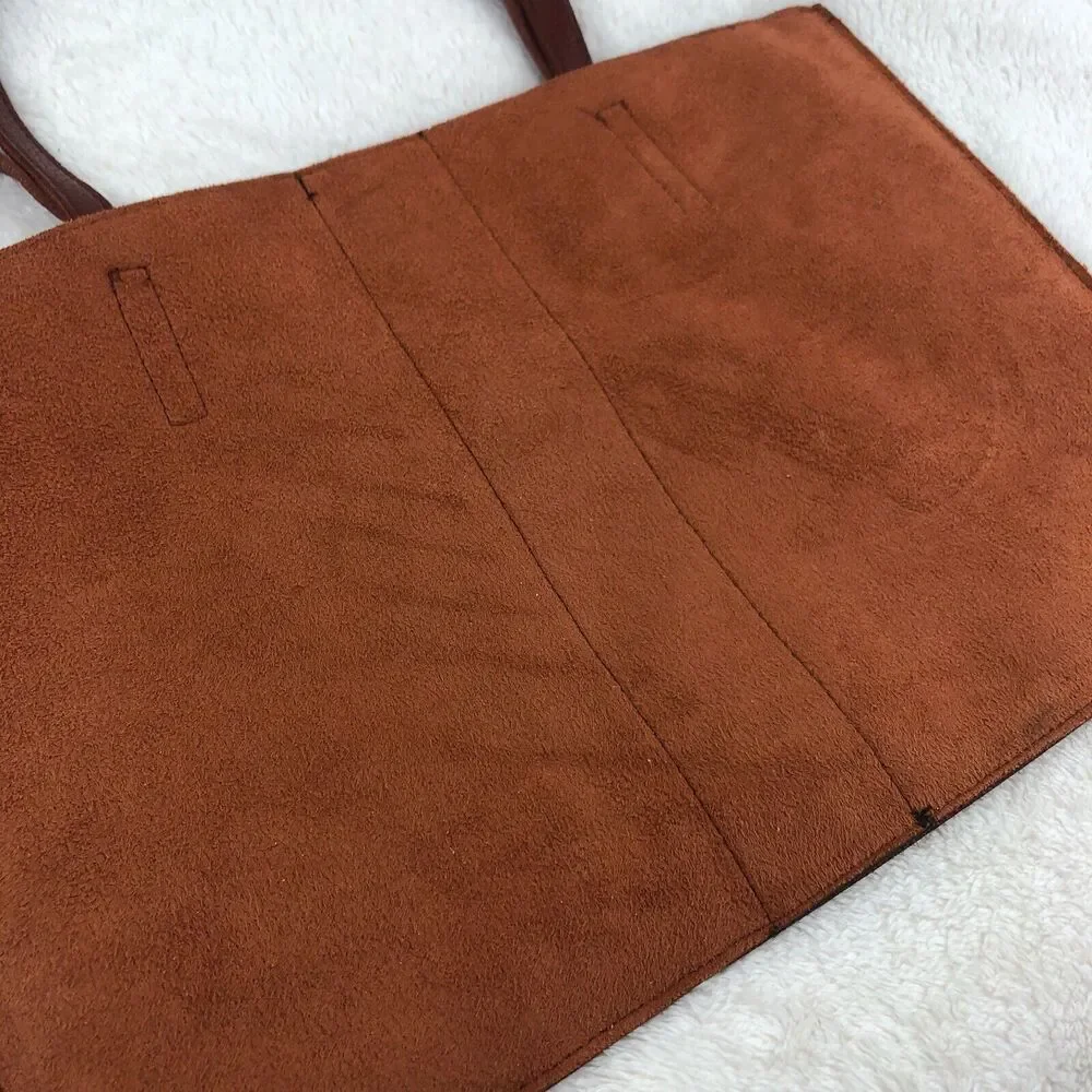 Vince Camuto Vegan Leather Brown Black Luck Tote Bag